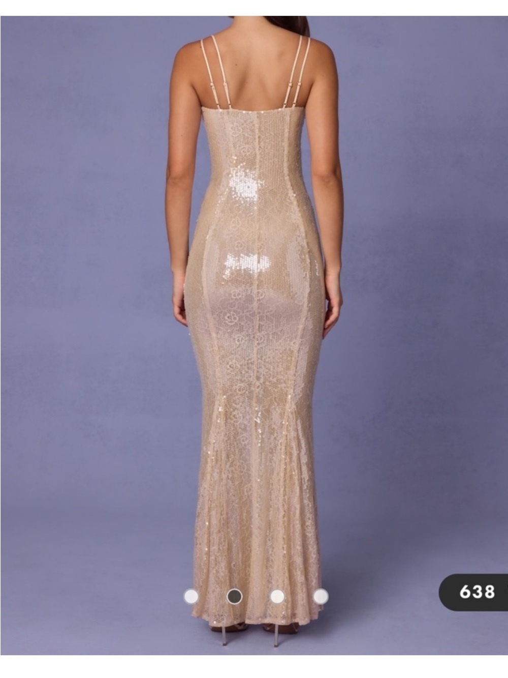 Oh Polly Champagne Sequin Strap Dress - Picture 2 of 4